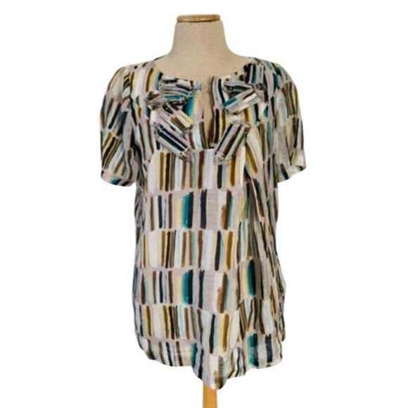 LAVIA Sempione Multicolored Tunic Top SZ 40 Made In Italy - Picture 1 of 11